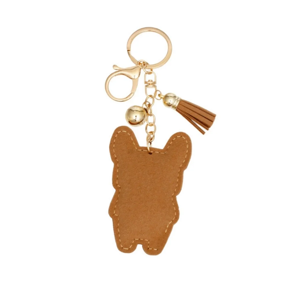 ONLY ONE LEFT Gold And Brown Frenchie Bulldog Bag And Key Charm